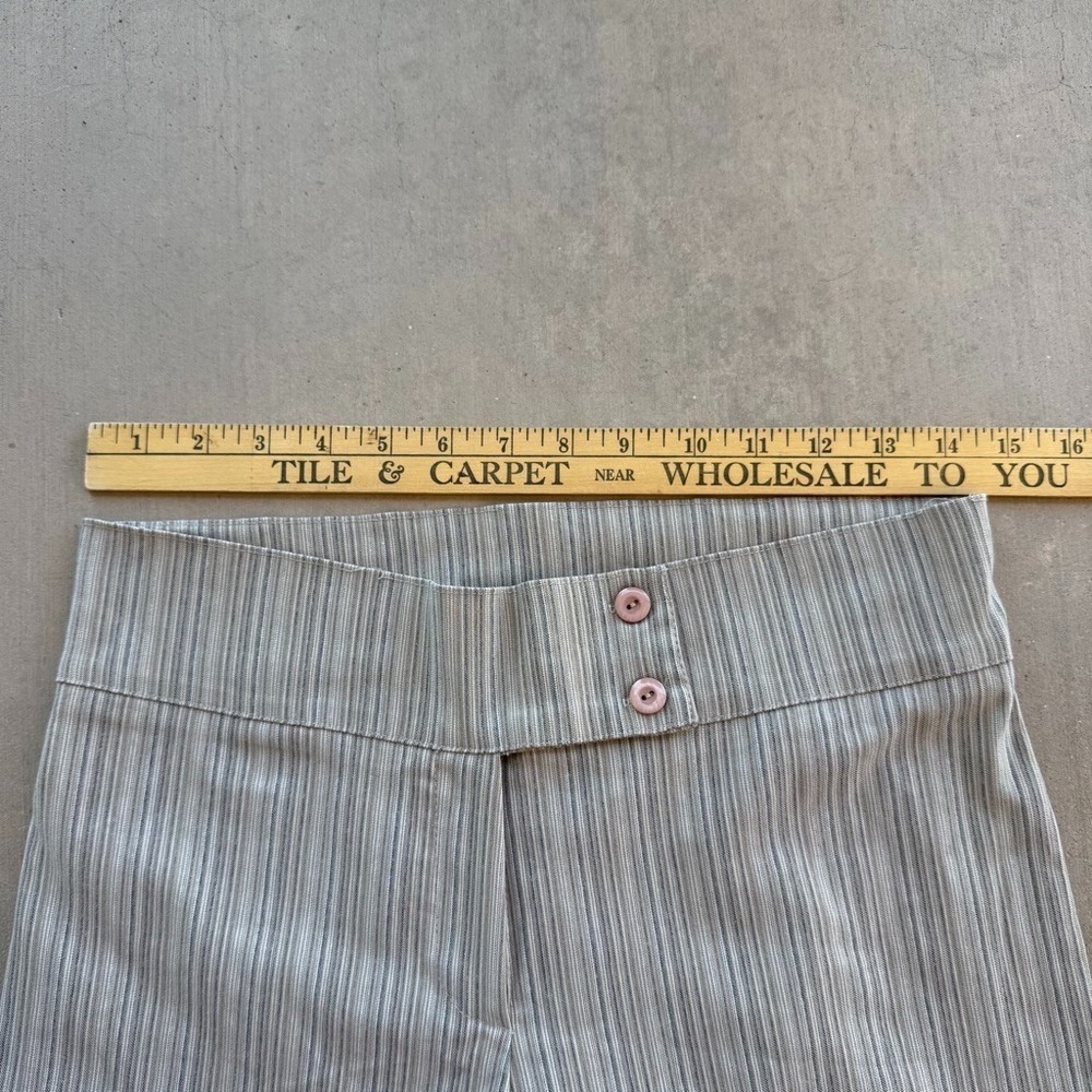 Rue21 Y2K Striped Flare Pants Womens 11/12 Beige High Rise Stretch Retro - Picture 5 of 7